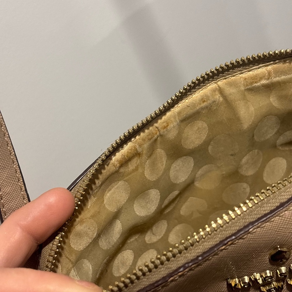Kate Spade New York Crossbody Bag Beige Saffiano Leather - Picture 8 of 12